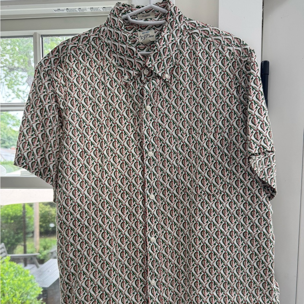 J. Crew Geometric Pattern Shirt - Black, White, Red